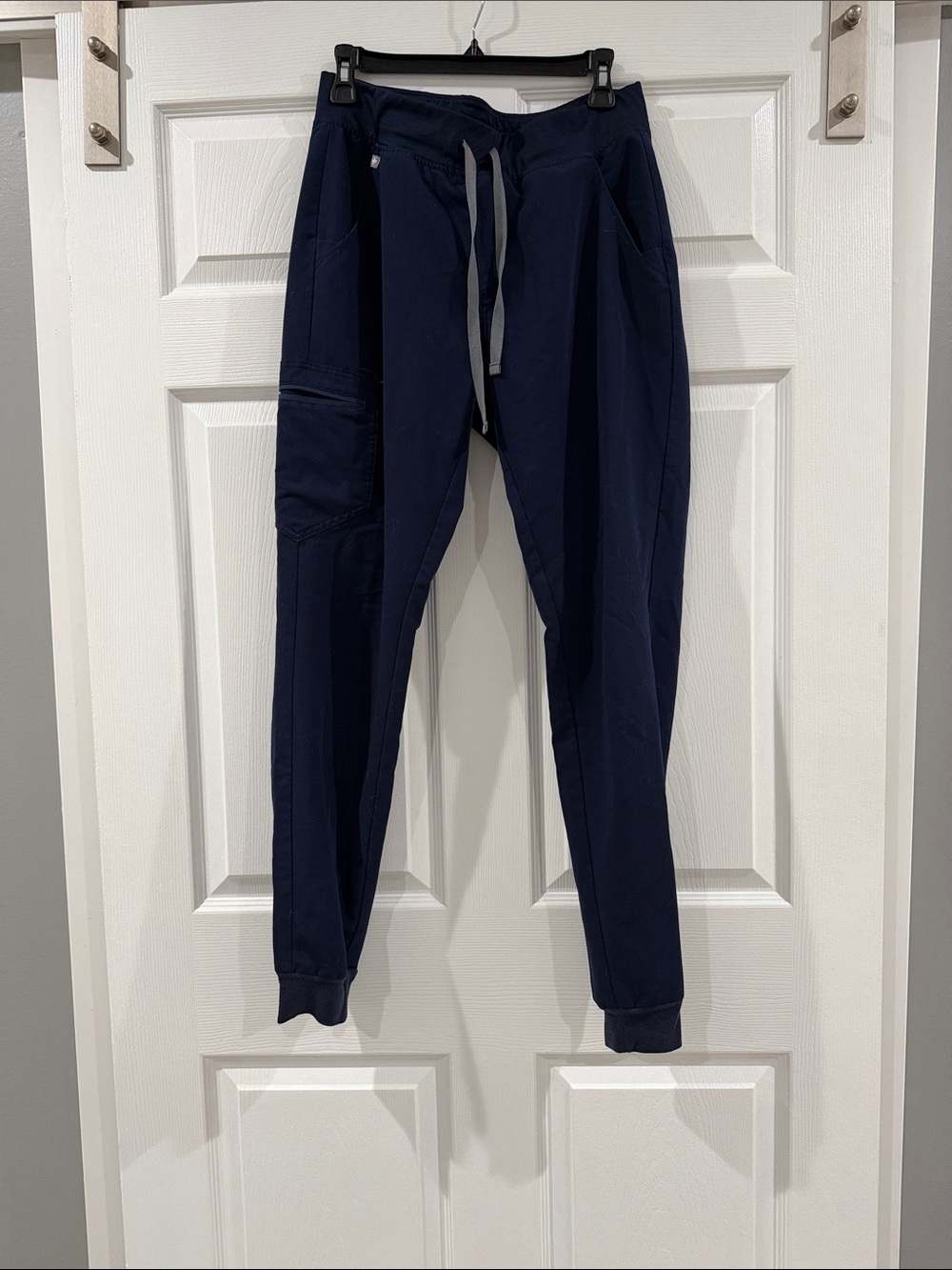 Figs Navy Jogger Scrub Pants with Gray Drawstring